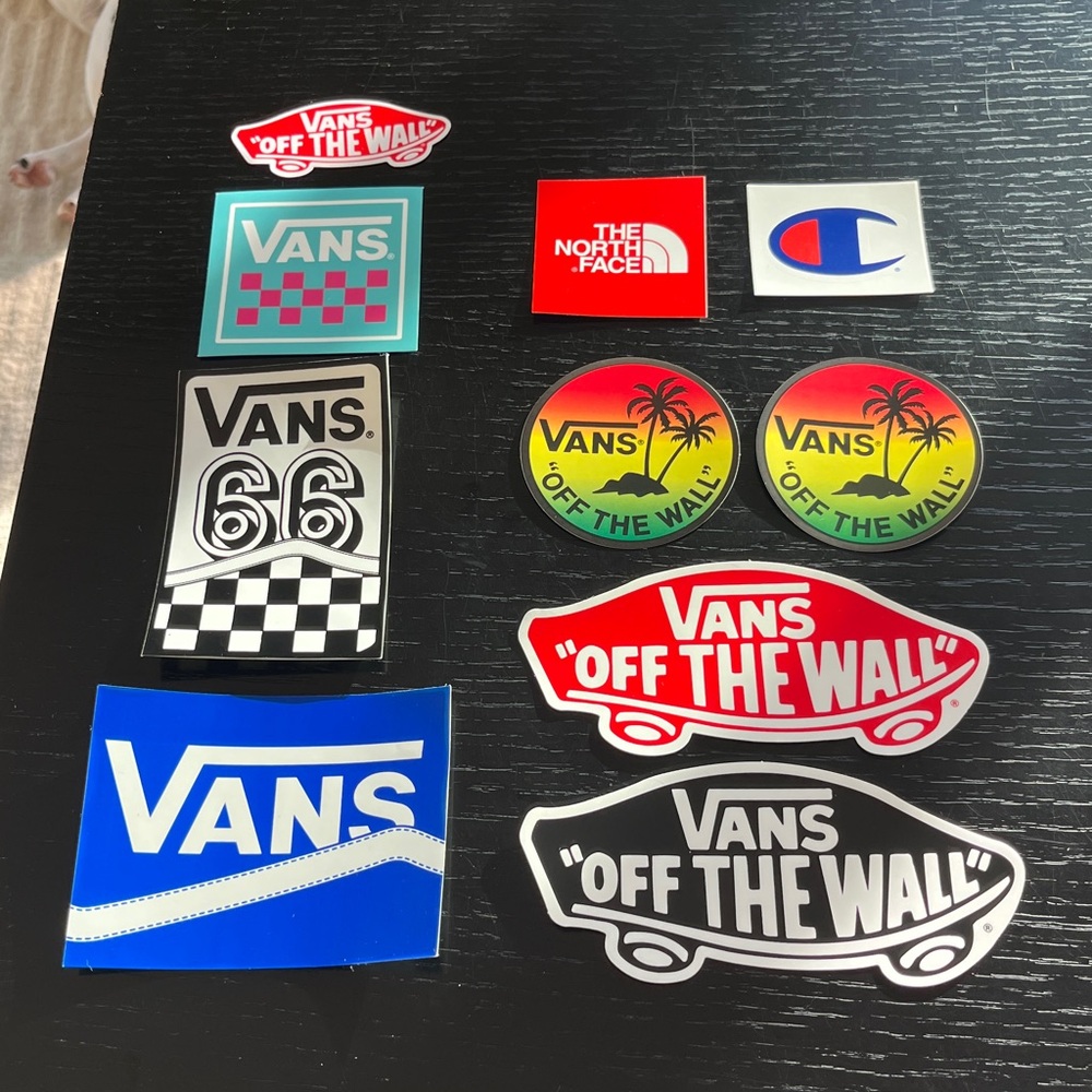 NEW Vans, North Face, Champion Sticker Assortment - 10 Stickers (Pack L)